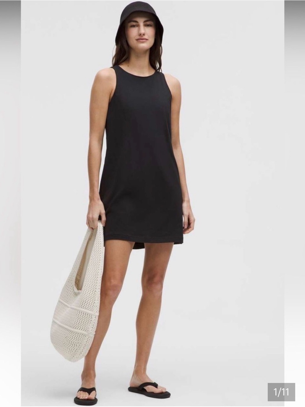 NWT lululemon organic cotton cinched-waist dress in black size small